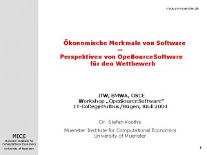 mice unimuenster de konomische Merkmale von Software Perspektiven