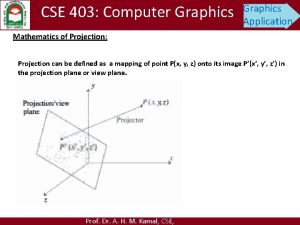 CSE 403 Computer Graphics Application Mathematics of Projection