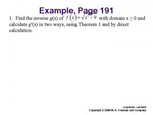 Example Page 191 1 Find the inverse gx