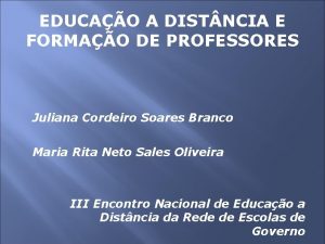 EDUCAO A DIST NCIA E FORMAO DE PROFESSORES