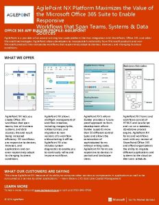 Agile Point NX Platform Maximizes the Value of