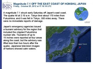 Magnitude 7 1 OFF THE EAST COAST OF