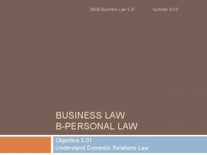 BB 30 Business Law 5 01 BUSINESS LAW