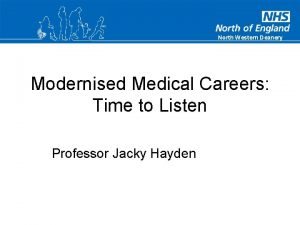 North Western Deanery Modernised Medical Careers Time to