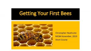 Getting Your First Bees Christopher Heathcote MCBA November