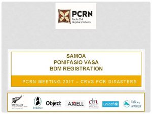 SAMOA PONIFASIO VASA BDM REGISTRATION PCRN MEETING 2017