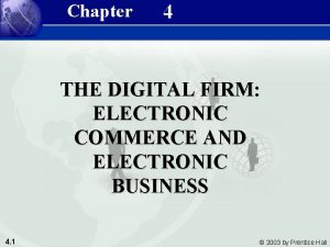 Chapter 4 THE DIGITAL FIRM ELECTRONIC COMMERCE AND