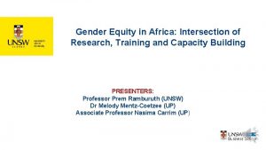 Gender Equity in Africa Intersection of Research Training