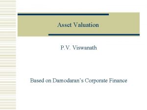 Asset Valuation P V Viswanath Based on Damodarans