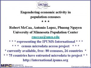Engendering economic activity in population censuses Robert Mc