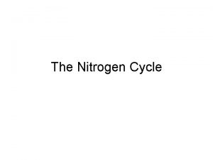 The Nitrogen Cycle Nitrogen Nitrogen N is an