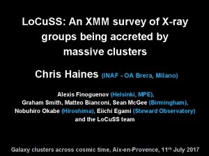 Lo Cu SS An XMM survey of Xray