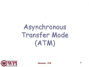 Asynchronous Transfer Mode ATM Networks ATM 1 Issues