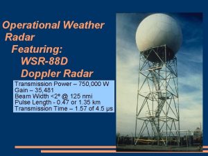 Operational Weather Radar Featuring WSR88 D Doppler Radar
