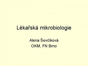 Lkask mikrobiologie Alena evkov OKM FN Brno Pln