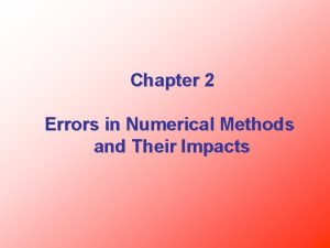 Chapter 2 Errors in Numerical Methods and Their