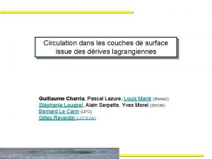 Circulation dans les couches de surface issue des