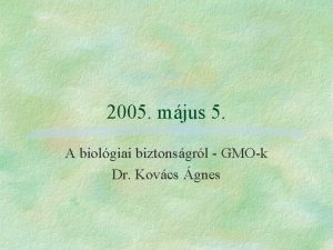 2005 mjus 5 A biolgiai biztonsgrl GMO k