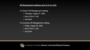 HR Management meetings June 23 25 2020 CU
