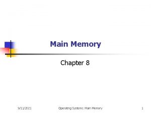 Main Memory Chapter 8 9112021 Operating Systems Main