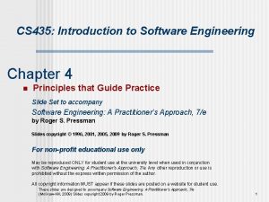 CS 435 Introduction to Software Engineering Chapter 4