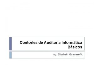 Contorles de Auditora Informtica Bsicos Ing Elizabeth Guerrero