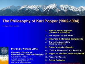 The Philosophy of Karl Popper 1902 1994 FFDI