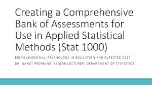 Creating a Comprehensive Bank of Assessments for Use