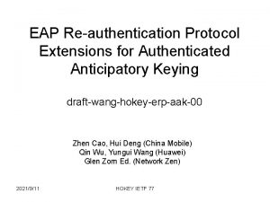 EAP Reauthentication Protocol Extensions for Authenticated Anticipatory Keying