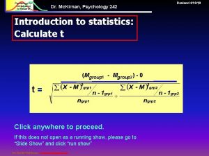 Psychology 242 Introduction to Research Dr Mc Kirnan