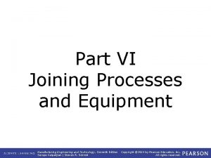 Part VI Joining Processes and Equipment Manufacturing Engineering