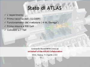 Stato di ATLAS Lesperimento Prima raccolta dati 122009