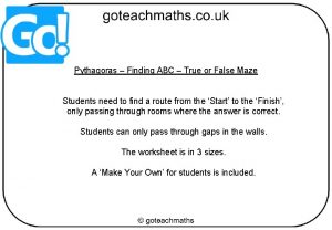 Pythagoras Finding ABC True or False Maze Students