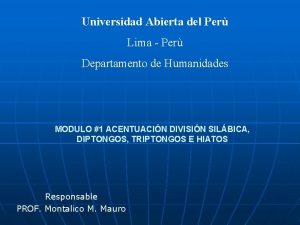Universidad Abierta del Per Lima Per Departamento de