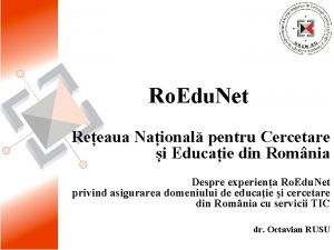 Ro Edu Net Reeaua Naional pentru Cercetare i