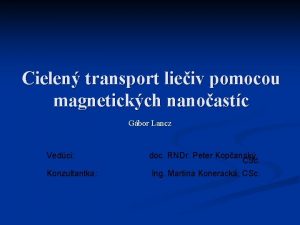 Cielen transport lieiv pomocou magnetickch nanoastc Gbor Lancz