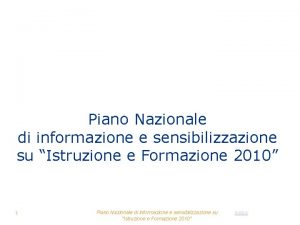 Piano Nazionale di informazione e sensibilizzazione su Istruzione