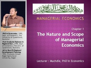 Chapter 1 Ph D in Economics 1998 Dept