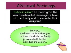 ASLevel Sociology Todays Lesson To investigate the view