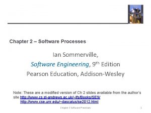 Chapter 2 Software Processes Ian Sommerville Software Engineering