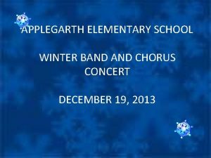 APPLEGARTH ELEMENTARY SCHOOL WINTER BAND CHORUS CONCERT DECEMBER