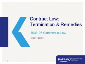 Contract Law Termination Remedies BUS 107 Commercial Law