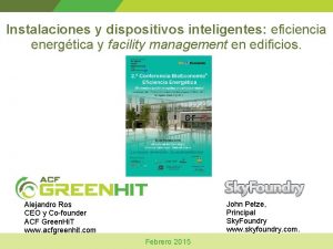 Instalaciones y dispositivos inteligentes eficiencia energtica y facility