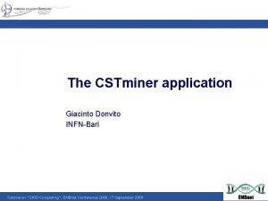 The CSTminer application Giacinto Donvito INFNBari Tutorial on