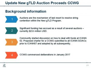 Update New g TLD Auction Proceeds CCWG Background