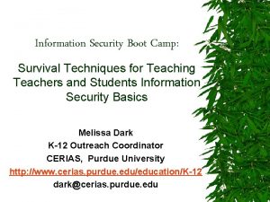 Information Security Boot Camp Survival Techniques for Teaching