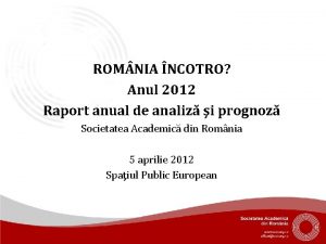 ROM NIA NCOTRO Anul 2012 Raport anual de