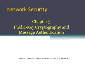 Network Security Chapter 3 PublicKey Cryptography and Message