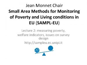 Jean Monnet Chair Small Area Methods for Monitoring