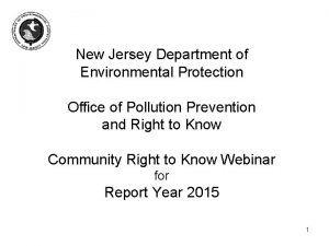 New Jersey Department of Environmental Protection Office of